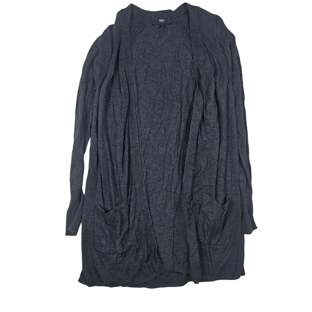 Mossimo Womens Charcoal Gray Open Front Longline Cardigan Sweater Pockets‎ Large